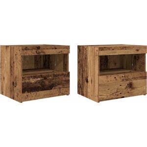 Vidaxl - Bedside Cabinet 2 pcs Old wood 50 x 40 x 45 cm Engineered wood Vidaxl - Bedside Cabinet 2 pcs Old wood 50 x 40 x 45 cm Engineered wood