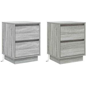 Vidaxl - Bedside Cabinet 2 pcs Grey 39 x 34.5 x 50 cm Engineered wood Vidaxl - Bedside Cabinet 2 pcs Grey 39 x 34.5 x 50 cm Engineered wood