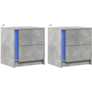 Vidaxl - Bedside Cabinets with led Lights 2 pcs Concrete Grey Engineered Wood Vidaxl - Bedside Cabinets with led Lights 2 pcs Concrete Grey Engineered Wood
