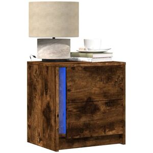 Vidaxl - Bedside Cabinet with led Lights Smoked Oak Engineered Wood Vidaxl - Bedside Cabinet with led Lights Smoked Oak Engineered Wood