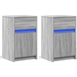 Vidaxl - Bedside Cabinets with led Lights 2 pcs Grey Sonoma Engineered Wood Vidaxl - Bedside Cabinets with led Lights 2 pcs Grey Sonoma Engineered Wood