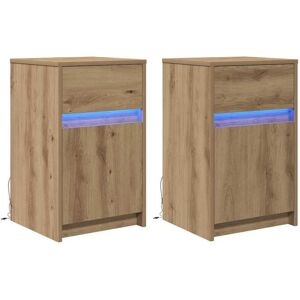 Led Bedside Cabinet 2 pcs Artisan oak 38 x 34 x 61 cm Vidaxl Led Bedside Cabinet 2 pcs Artisan oak 38 x 34 x 61 cm Vidaxl