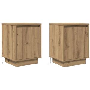 Vidaxl - Bedside Cabinets with led Lights 2 pcs Artisan Oak 38x34x50 cm Vidaxl - Bedside Cabinets with led Lights 2 pcs Artisan Oak 38x34x50 cm