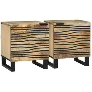 Bedside Cabinet 2 pcs Brown 40 x 33 x 46 cm Solid mango wood Vidaxl Bedside Cabinet 2 pcs Brown 40 x 33 x 46 cm Solid mango wood Vidaxl