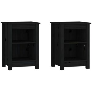 Bedside Cabinets 2 pcs Black 40x35x55 cm Solid Wood Pine Vidaxl Bedside Cabinets 2 pcs Black 40x35x55 cm Solid Wood Pine Vidaxl