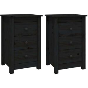 Vidaxl - Bedside Cabinets 2 pcs Black 40x35x61.5 cm Solid Wood Pine Vidaxl - Bedside Cabinets 2 pcs Black 40x35x61.5 cm Solid Wood Pine