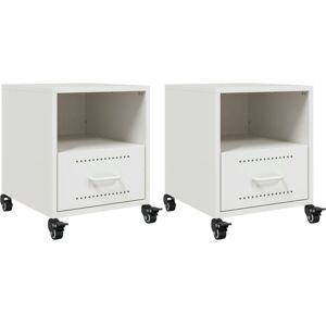 Bedside Cabinets 2 pcs White 36x39x43.5 cm Steel Vidaxl Bedside Cabinets 2 pcs White 36x39x43.5 cm Steel Vidaxl