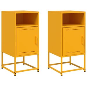 Bedside Cabinets 2 pcs Mustard Yellow 36x39x78 cm Steel Vidaxl Bedside Cabinets 2 pcs Mustard Yellow 36x39x78 cm Steel Vidaxl
