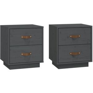 Bedside Cabinets 2 pcs Grey 40x34x45 cm Solid Wood Pine vidaXL Bedside Cabinets 2 pcs Grey 40x34x45 cm Solid Wood Pine vidaXL