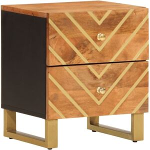 vidaXL Bedside Cabinet Brown Black Solid Mango Wood - Nightstand vidaXL Bedside Cabinet Brown Black Solid Mango Wood - Nightstand