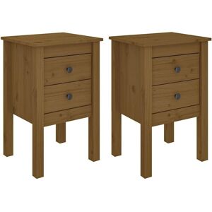 Bedside Cabinets 2 pcs Honey Brown 40x35x61.5cm Solid Wood Pine vidaXL Bedside Cabinets 2 pcs Honey Brown 40x35x61.5cm Solid Wood Pine vidaXL