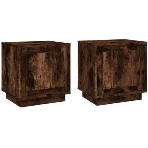 Vidaxl - Bedside Cabinets 2 pcs Smoked Oak 44x35x45 cm Engineered Wood Vidaxl - Bedside Cabinets 2 pcs Smoked Oak 44x35x45 cm Engineered Wood