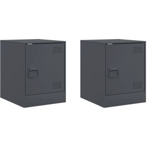 Bedside Cabinets 2 pcs Anthracite 34.5x39x44 cm Steel Vidaxl Bedside Cabinets 2 pcs Anthracite 34.5x39x44 cm Steel Vidaxl