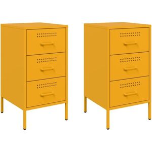 Bedside Cabinets 2 pcs Mustard Yellow 36x39x68 cm Steel Vidaxl Bedside Cabinets 2 pcs Mustard Yellow 36x39x68 cm Steel Vidaxl