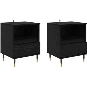 Bedside Cabinet 2 pcs Black oak 40 x 35 x 50 cm Engineered Wood vidaXL Bedside Cabinet 2 pcs Black oak 40 x 35 x 50 cm Engineered Wood vidaXL