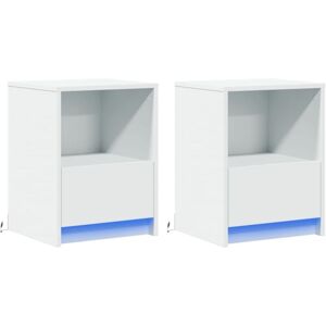 Bedside Cabinets with LED Lights 2 pcs White Engineered Wood vidaXL Bedside Cabinets with LED Lights 2 pcs White Engineered Wood vidaXL
