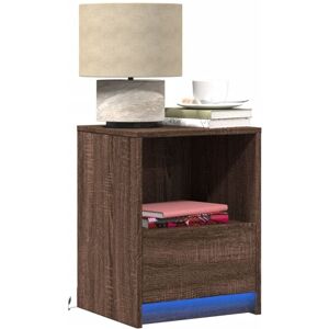 Vidaxl - Bedside Cabinets with led Lights 2 pcs Brown Oak Engineered Wood Vidaxl - Bedside Cabinets with led Lights 2 pcs Brown Oak Engineered Wood
