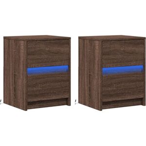 Vidaxl - Bedside Cabinets with led Lights 2 pcs Brown Oak Engineered Wood Vidaxl - Bedside Cabinets with led Lights 2 pcs Brown Oak Engineered Wood
