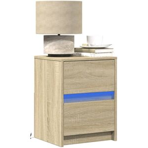 Bedside Cabinet with LED Lights Sonoma Oak Engineered Wood vidaXL Bedside Cabinet with LED Lights Sonoma Oak Engineered Wood vidaXL