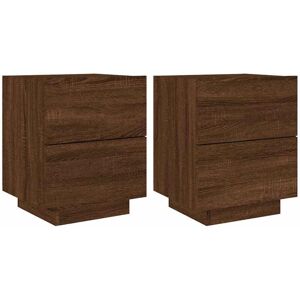 Bedside Cabinets with led Lights 2 pcs Brown Oak Engineered Wood Vidaxl Bedside Cabinets with led Lights 2 pcs Brown Oak Engineered Wood Vidaxl