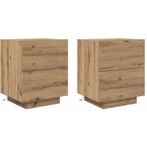 Bedside Cabinet with Drawer 2 pcs Artisan oak 45 x 40 x 55 cm Vidaxl Bedside Cabinet with Drawer 2 pcs Artisan oak 45 x 40 x 55 cm Vidaxl