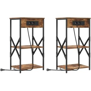 Vidaxl - Bedside Cabinets with Shelf 2 pcs Smoked oak 41 x 31 x 76 cm Vidaxl - Bedside Cabinets with Shelf 2 pcs Smoked oak 41 x 31 x 76 cm