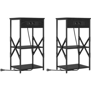 Vidaxl - Bedside Cabinets with Shelf 2 pcs Black oak 41 x 31 x 76 cm Vidaxl - Bedside Cabinets with Shelf 2 pcs Black oak 41 x 31 x 76 cm