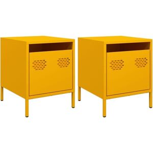 Bedside Cabinets 2 pcs Mustard Yellow 35x39x43.5 cm Steel Vidaxl Bedside Cabinets 2 pcs Mustard Yellow 35x39x43.5 cm Steel Vidaxl