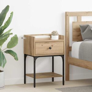 Bedside Table with Drawer Artisan oak Engineered wood vidaXL Bedside Table with Drawer Artisan oak Engineered wood vidaXL
