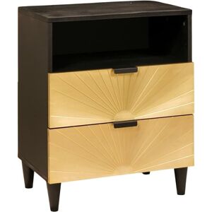 Bedside Table Black and Gold 50 x 33 x 60 cm Solid mango wood vidaXL Bedside Table Black and Gold 50 x 33 x 60 cm Solid mango wood vidaXL