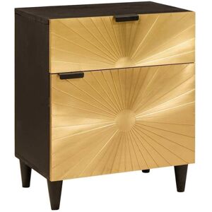 Bedside Table Black and Gold 50 x 33 x 60 cm Solid mango wood vidaXL Bedside Table Black and Gold 50 x 33 x 60 cm Solid mango wood vidaXL