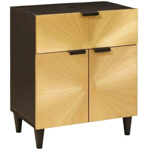 Bedside Table Black and Gold 50 x 33 x 60 cm Solid mango wood vidaXL Bedside Table Black and Gold 50 x 33 x 60 cm Solid mango wood vidaXL