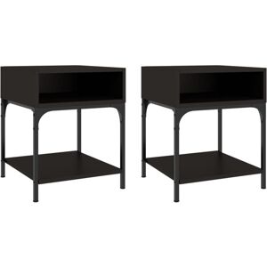Bedside Tables 2 pcs Black 40x41x50 cm Engineered Wood vidaXL Bedside Tables 2 pcs Black 40x41x50 cm Engineered Wood vidaXL