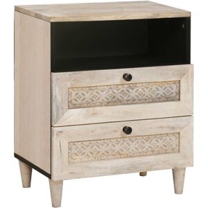 Bedside Table with Shelf Beige 50 x 33 x 60 cm Solid mango wood vidaXL Bedside Table with Shelf Beige 50 x 33 x 60 cm Solid mango wood vidaXL