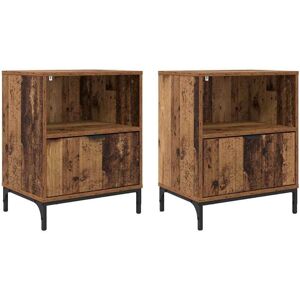 Bedside Tables 2 pcs Old wood 49 x 36 x 61 cm Engineered wood vidaXL Bedside Tables 2 pcs Old wood 49 x 36 x 61 cm Engineered wood vidaXL