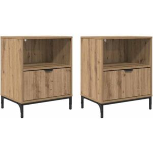 Bedside Tables with Drawer 2 pcs Artisan oak 49 x 36 x 61 cm vidaXL Bedside Tables with Drawer 2 pcs Artisan oak 49 x 36 x 61 cm vidaXL