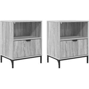 Bedside Tables with Drawer 2 pcs Grey sonoma 49 x 36 x 61 cm vidaXL Bedside Tables with Drawer 2 pcs Grey sonoma 49 x 36 x 61 cm vidaXL