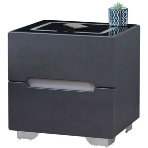 Clipop - Bedside Table, Smart Night Stand with Wireless Charger, 3 Color Touch Control led Light, Chest of 2 Drawer, Black Clipop - Bedside Table, Smart Night Stand with Wireless Charger, 3 Color Touch Control led Light, Chest of 2 Drawer, Black