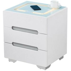 CLIPOP Bedside Table, Smart Night Stand with Wireless Charger, 3 Color Touch Control LED Light, White CLIPOP Bedside Table, Smart Night Stand with Wireless Charger, 3 Color Touch Control LED Light, White