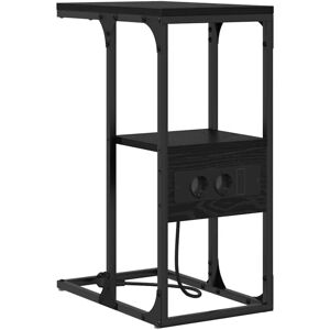 vidaXL Bedside Table Black Oak 41.5 x 26 x 60.5 cm - Bedside Table vidaXL Bedside Table Black Oak 41.5 x 26 x 60.5 cm - Bedside Table
