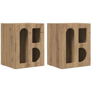 Bedside Table 2 pcs Artisan Oak 40 x 35 x 50 cm Engineered Wood vidaXL Bedside Table 2 pcs Artisan Oak 40 x 35 x 50 cm Engineered Wood vidaXL