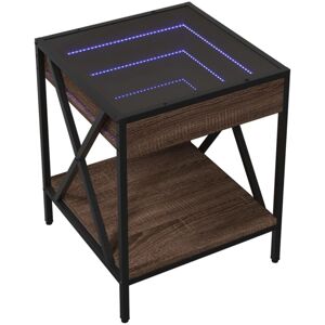 Bedside Table with Infinity led Brown Oak 40x40x49 cm Vidaxl Bedside Table with Infinity led Brown Oak 40x40x49 cm Vidaxl