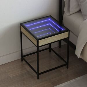 Bedside Table with Infinity led Sonoma Oak 40x40x51 cm Vidaxl Bedside Table with Infinity led Sonoma Oak 40x40x51 cm Vidaxl