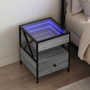 Bedside Table with Infinity LED Grey Sonoma 40x40x51 cm vidaXL Bedside Table with Infinity LED Grey Sonoma 40x40x51 cm vidaXL