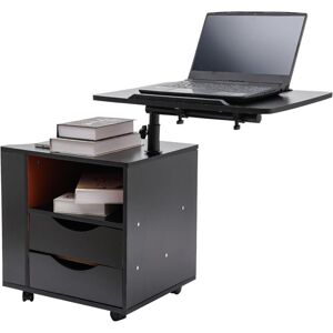 Cncest - Bedside Tables, Functional 360°Rotating Bedside Table, Multi-functional Reading Shelf with Drawers, Wheels and Open Shelf, Wooden Nightstand Cncest - Bedside Tables, Functional 360°Rotating Bedside Table, Multi-functional Reading Shelf with Drawers, Wheels and Open Shelf, Wooden Nightstand