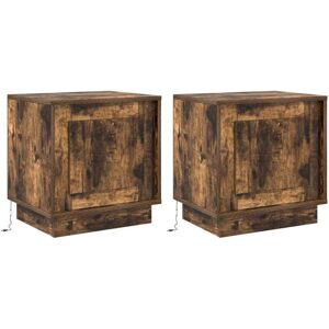 Bedside Cabinet with 2 pcs Smoked oak 44 x 34.5 x 45 cm Vidaxl Bedside Cabinet with 2 pcs Smoked oak 44 x 34.5 x 45 cm Vidaxl
