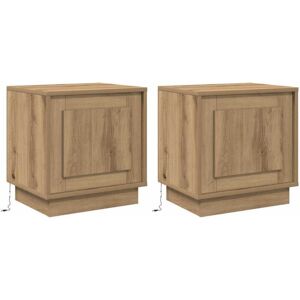 Bedside Cabinet with 2 pcs Artisan oak 44 x 34.5 x 45 cm vidaXL Bedside Cabinet with 2 pcs Artisan oak 44 x 34.5 x 45 cm vidaXL