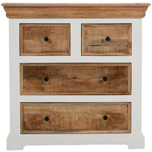 VERTY FURNITURE Bianco Solid Mango Wood White Chest Of 4 Drawers VERTY FURNITURE Bianco Solid Mango Wood White Chest Of 4 Drawers
