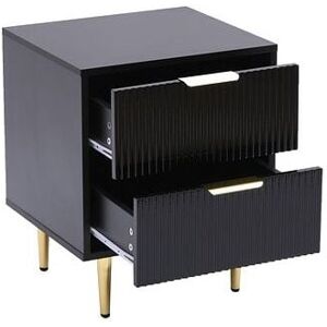 Mmt Furniture Designs Ltd - Black mmt Bedside Table, 2 Drawers, White/Black with Gold Legs, 42cm Wide Chest Mmt Furniture Designs Ltd - Black mmt Bedside Table, 2 Drawers, White/Black with Gold Legs, 42cm Wide Chest