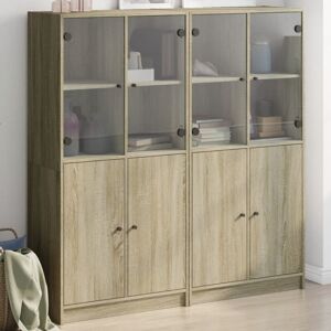 Bookcase with Doors Sonoma Oak 136x37x142 cm Engineered Wood vidaXL Bookcase with Doors Sonoma Oak 136x37x142 cm Engineered Wood vidaXL